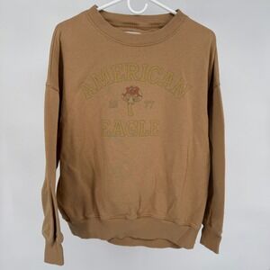 American Eagle‎ Outfitters Graphic Sweatshirt Mushroom Print Tan Size S